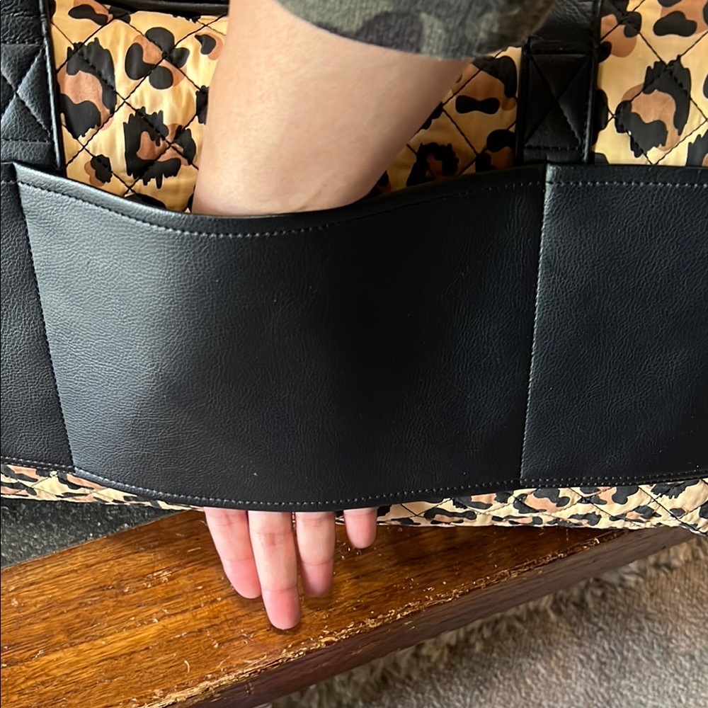 Betsy Johnson Quilted Leopard Carry on Tote with Gold Accent - Picture 8 of 13